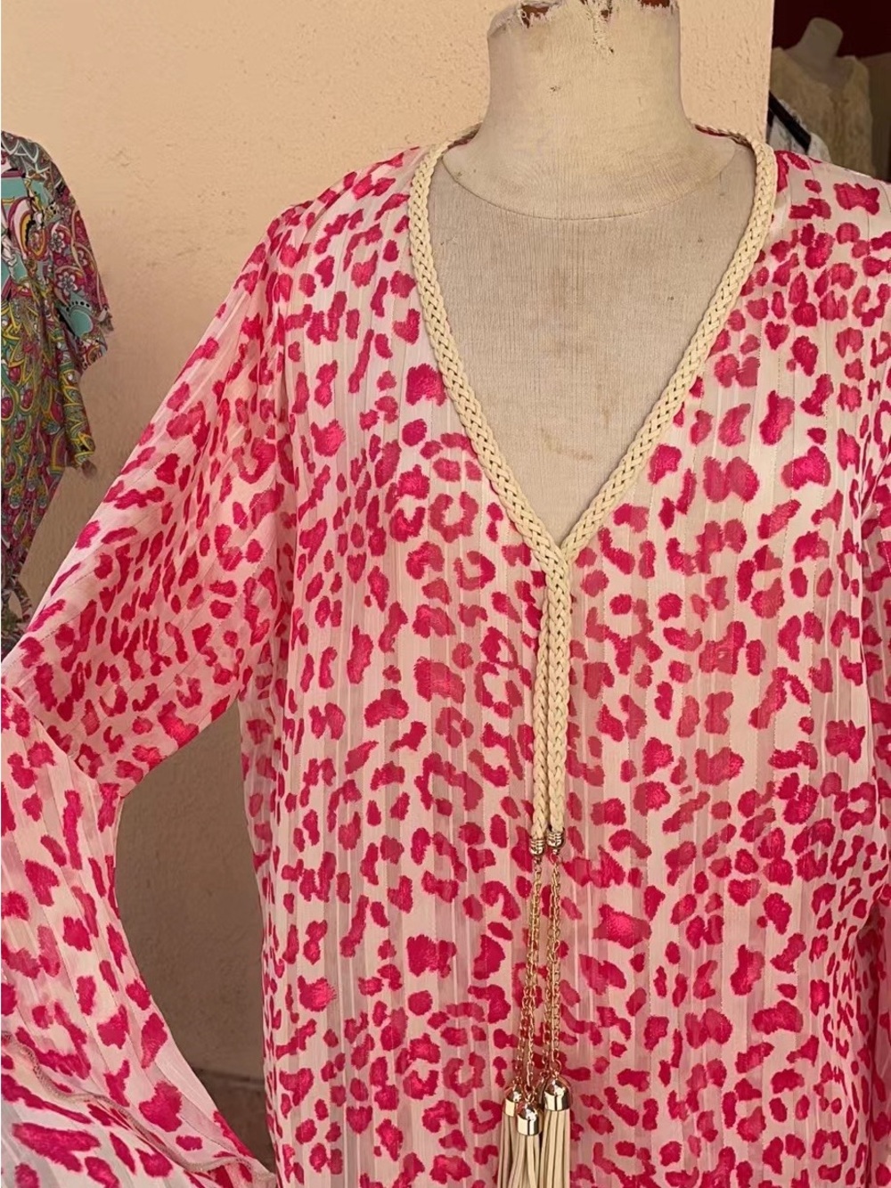 TROIS KA Made in France Pink Leopard Print Blouse & Pants Set